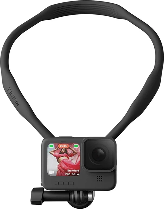 Mbajtës qafe Telesin TE-HNB-003 për kamera sportive/telefona, i zi