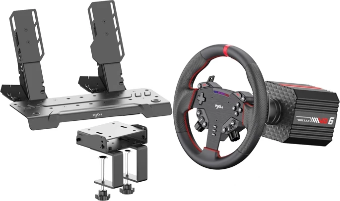 Set timoni sim-racing PXN VD6-Bundle-EU Direct Drive 6Nm, pedale metal, mbajtëse Z8