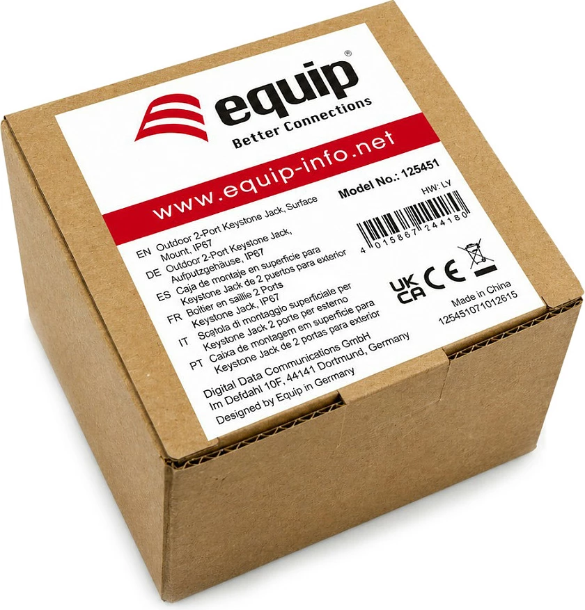 Kuti montimi sipërfaqësore Equip 2-Port Keystone, IP44, e hirtë