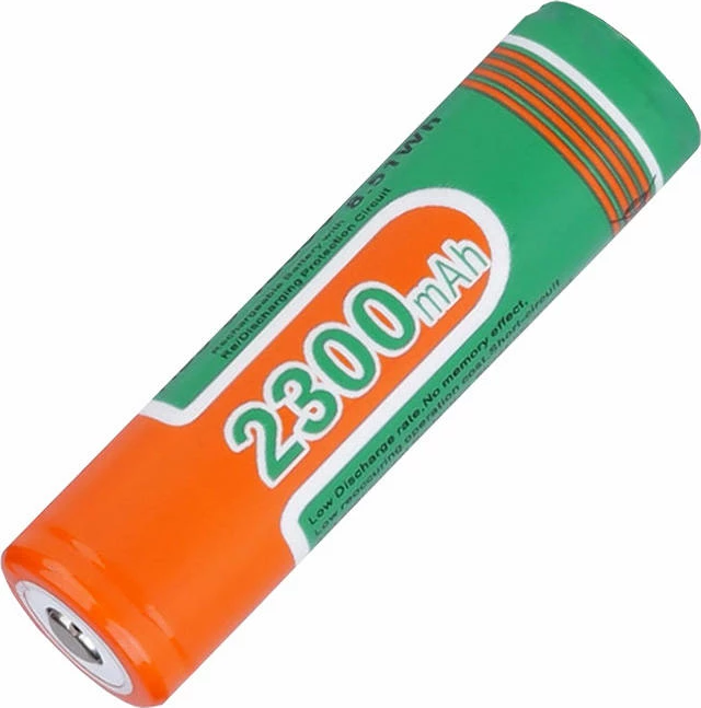 Akumulator i rikarikueshëm Superfire 18650, 2300mAh, portokalli/jeshile
