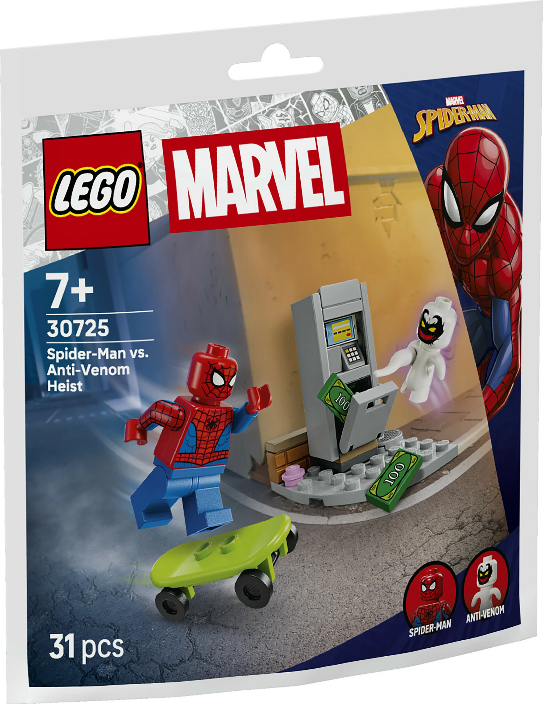 Set ndërtimi LEGO Marvel Spider-Man vs. Anti-Venom Heist 30725, 31 copë, shumëngjyrësh