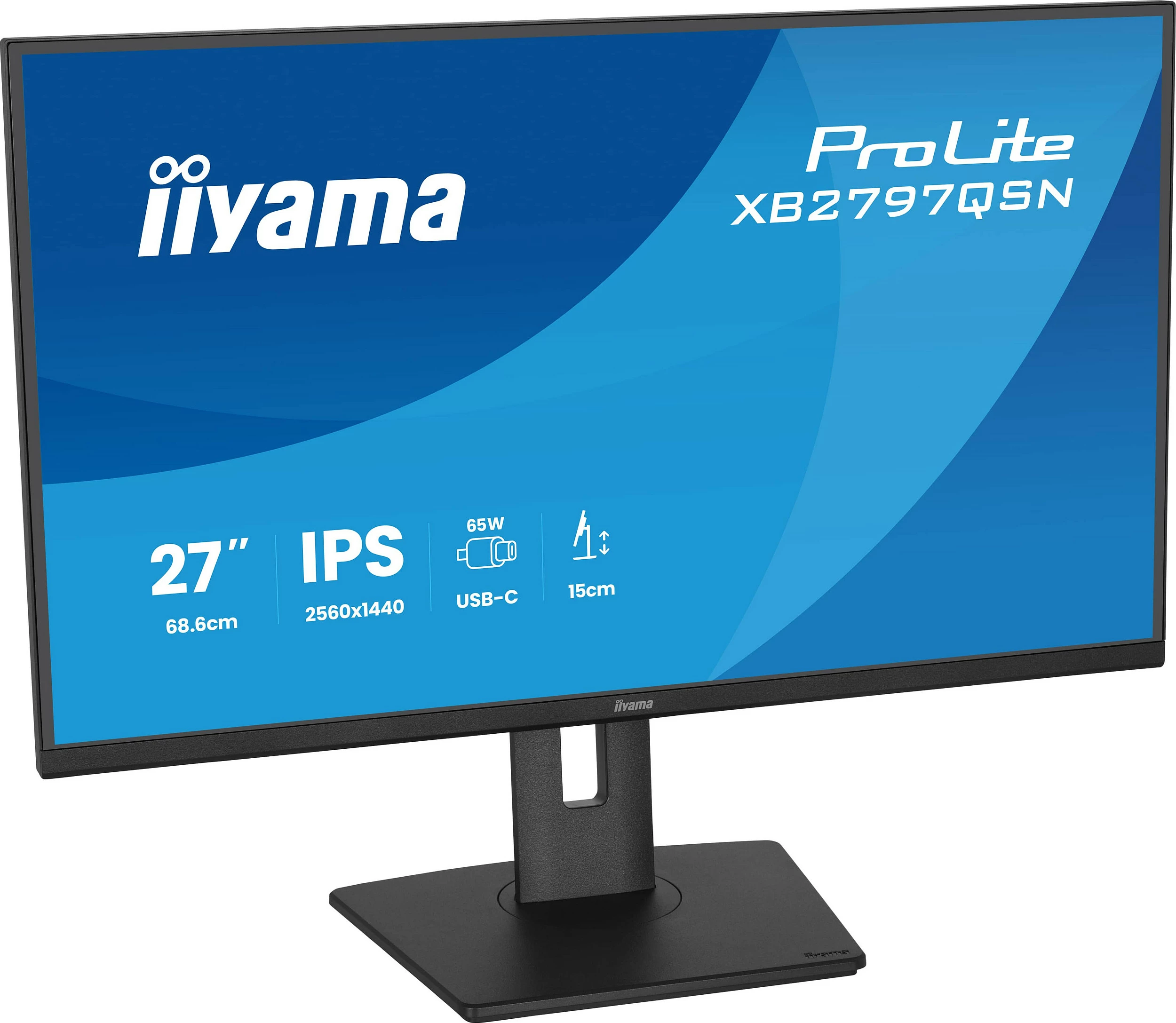 Monitor iiyama ProLite XB2797QSN-B1, 27", IPS, QHD 2560x1440, USB-C 65W, i zi