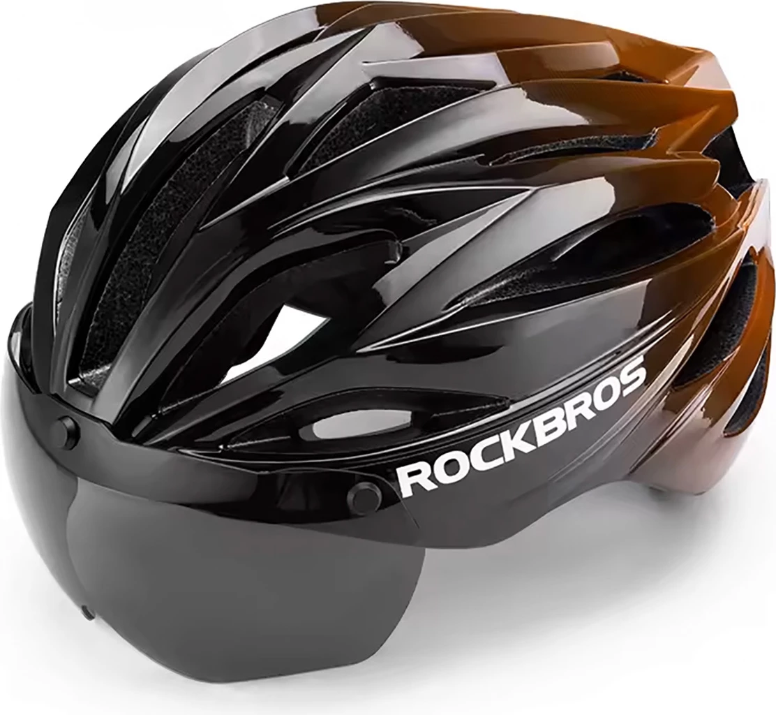 Helmetë biçiklete Rockbros 10110045006 me syze UV të ndashme, e zezë/kafe