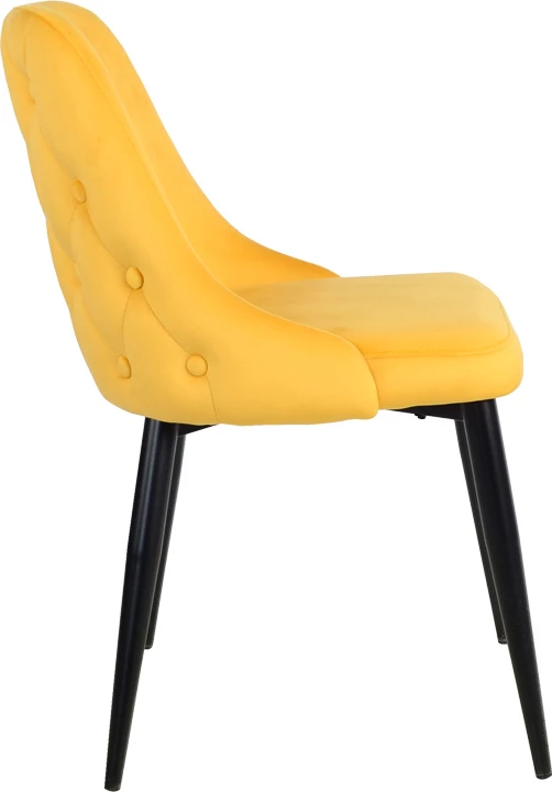 Karrige Zedna, kadife e verdhë, këmbë metalike të zeza, 51x58x84cm