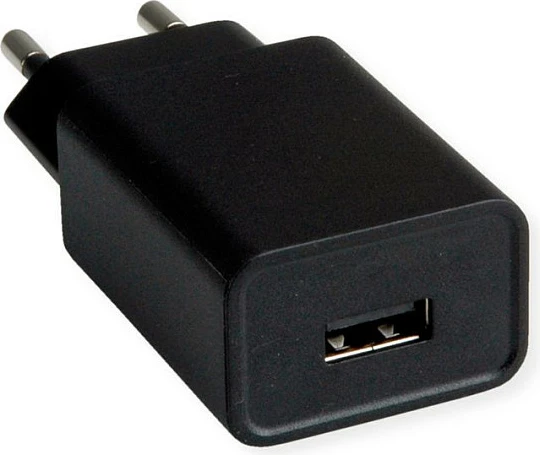 Karikues USB VALUE, 1x USB-A, 12W, Euro plug, i zi