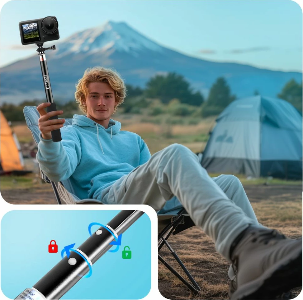 Monopod & selfie stick Tech-Protect GA100 për GoPro/DJI, e zezë