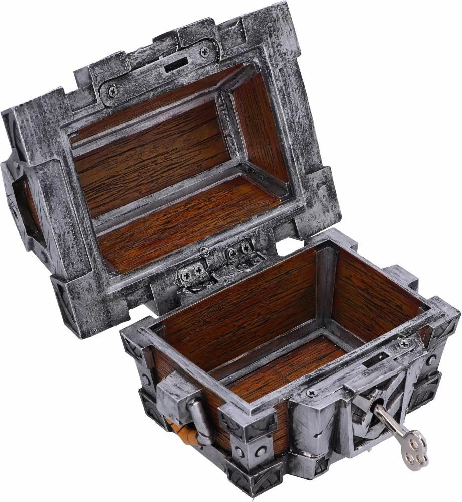 Kuti dekorative thesar NEMESIS NOW Silverbound Treasure Chest (World of Warcraft), rezinë e pikturuar me dorë, argjend/kafe
