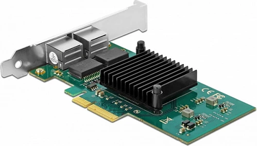 Kartelë rrjeti PCIe DeLOCK Intel i82576, 2x RJ45 Gigabit LAN, PCI Express x4, e zezë/jeshile