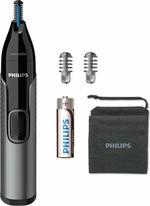 Makinë rroje hunde dhe veshësh Philips Series 3000 NT3650/16, me bateri AA, e larshme, e zezë, set me 2 krehra 3mm/5mm