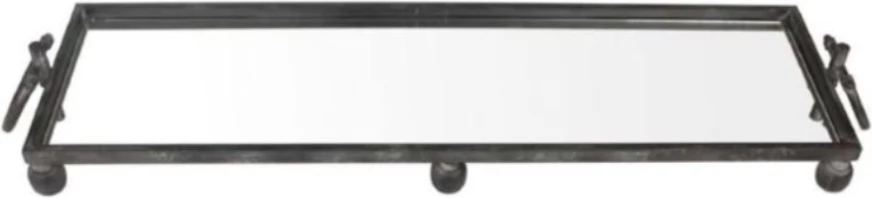 Tabaka dekorative Lorry, metal i zi, pasqyrë, 120x31x11cm