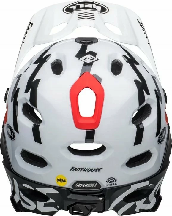 Kask full face Bell Super DH MIPS Spherical, L (58–62 cm), me mbrojtëse mjekre e heqshme, bardhë/zi