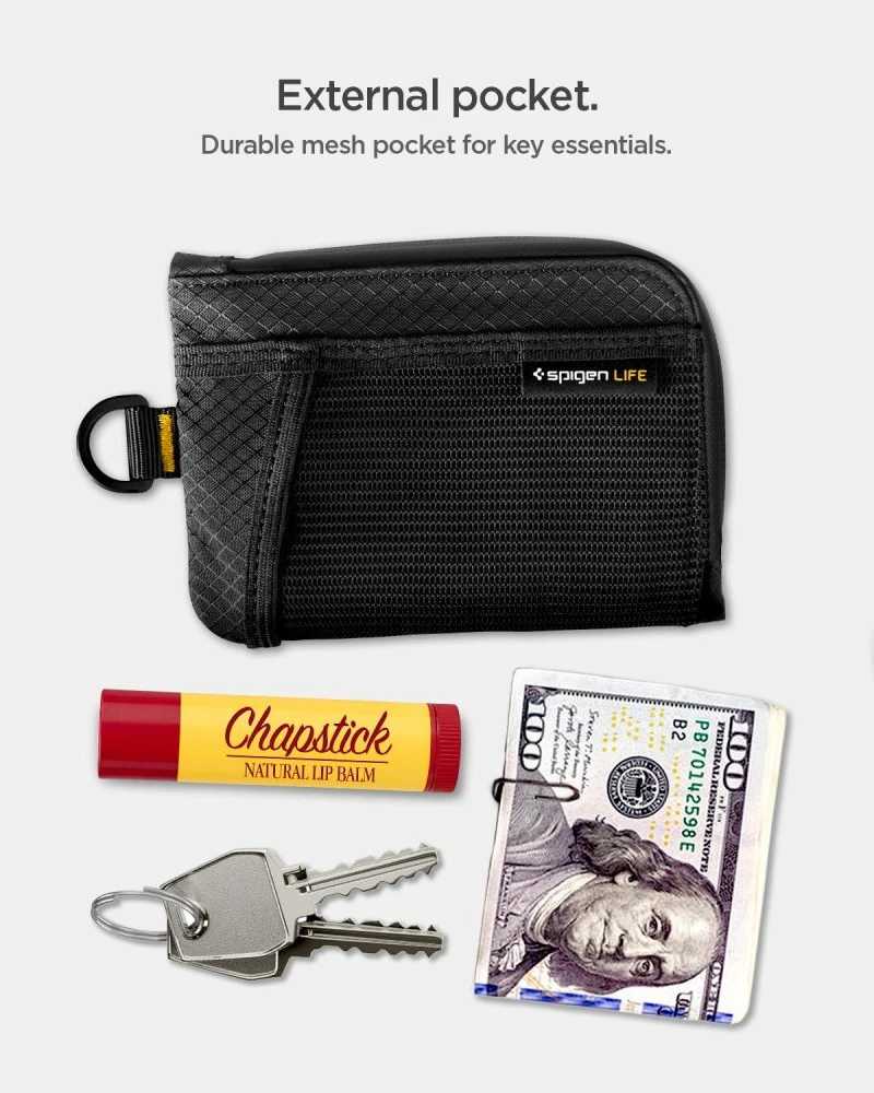 Kuletë Spigen LF300 RFID, deri 10 karta + cash, nylon ripstop, 1 copë, e zezë