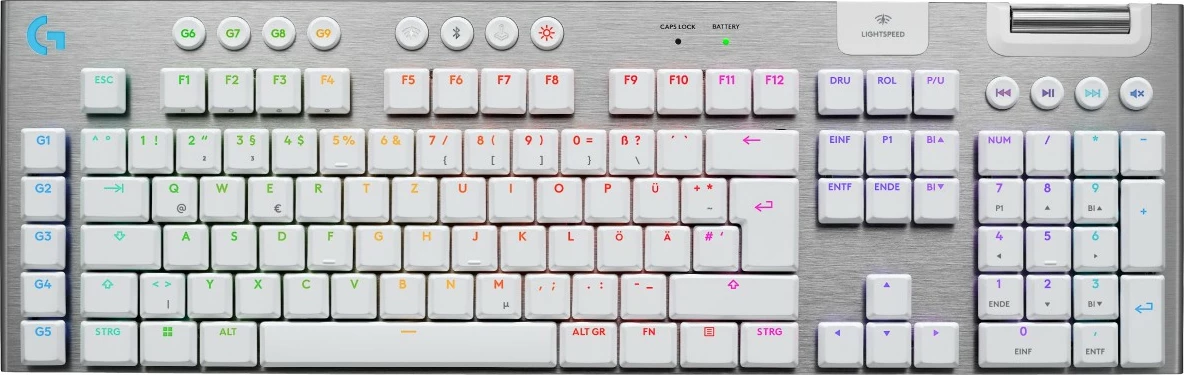 Tastierë mekanike Logitech G 920-012686, Wired & Wireless, USB + RF Wireless + Bluetooth, LED, Bardhë