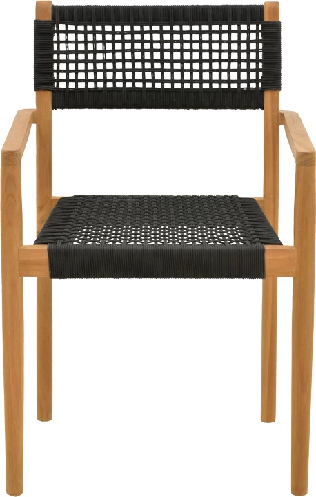 Karrige me krahë Lengan, dru tik natyral, litar i zi, 54x52x80cm