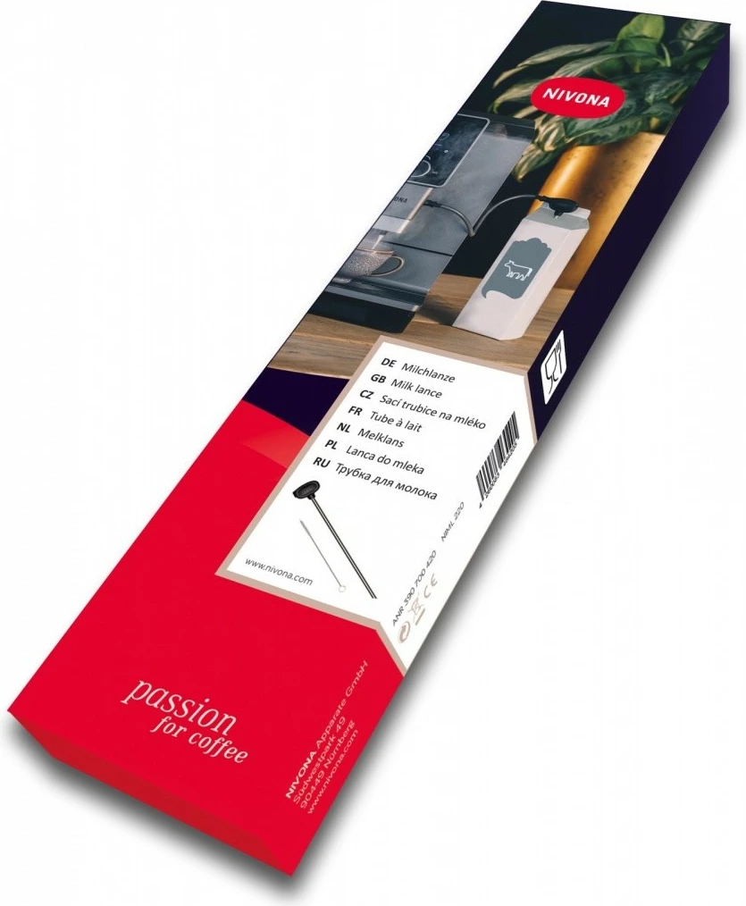 Tub qumështi Nivona NIALanca për aparat kafeje, me furçë pastrimi, zi/argjend