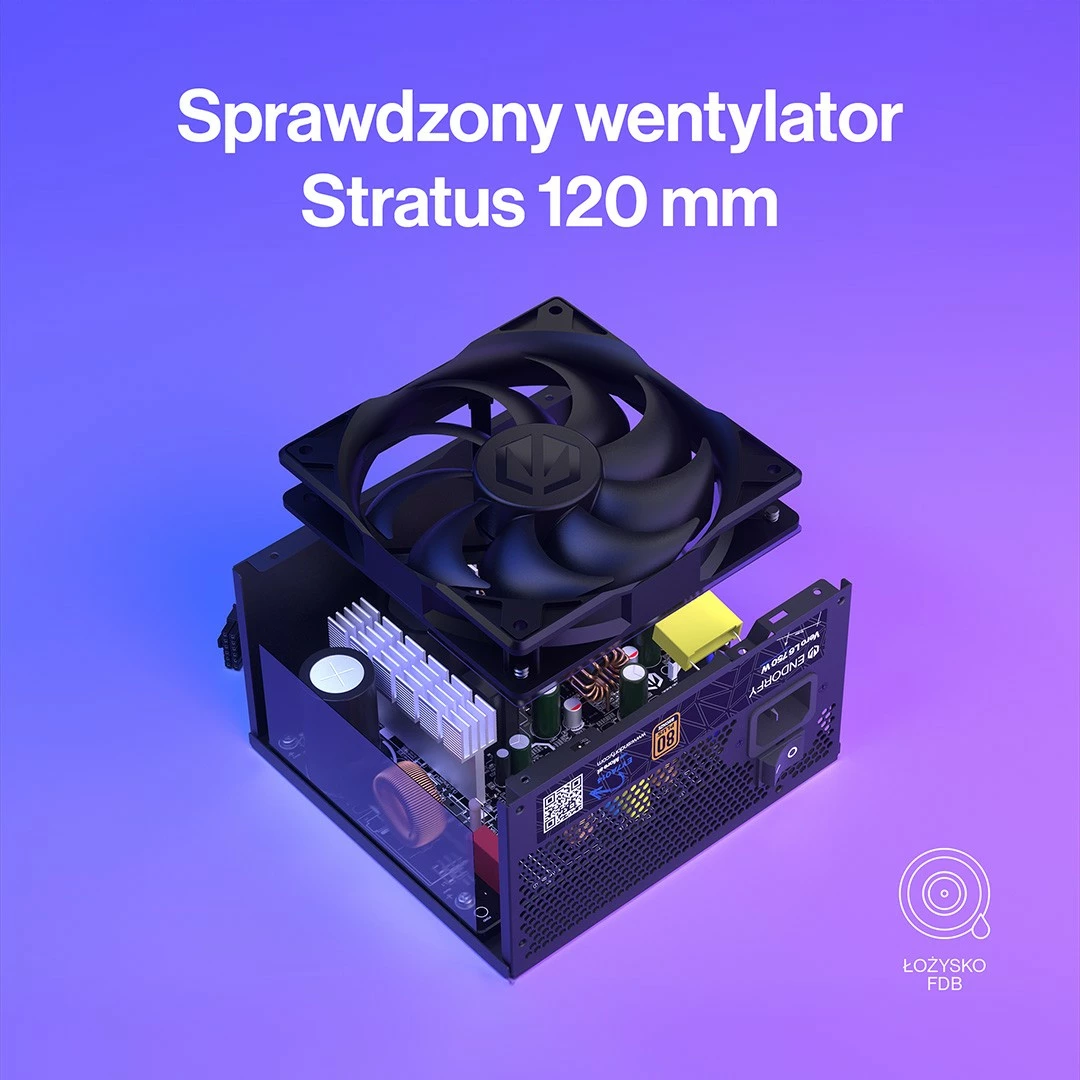 Furnizues energjie ATX, Endorfy Vero L6 EY7A014, 750W 80 Plus Bronze, ATX 3.1, PCIe 5.1 12V-2x6, jo modular, e zezë