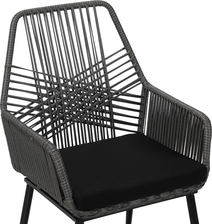 Karrige Tanish prej ratanit PE, ngjyrë gri, këmbë metalike të zeza, 58x58.5x87cm