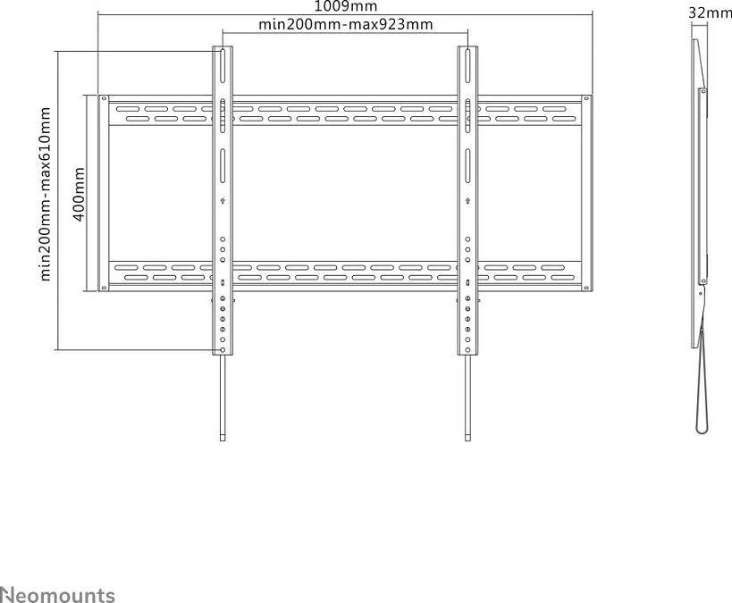 Mbajtës muri Neomounts, Newstar, LFD-W1000, 60"-100", i zi