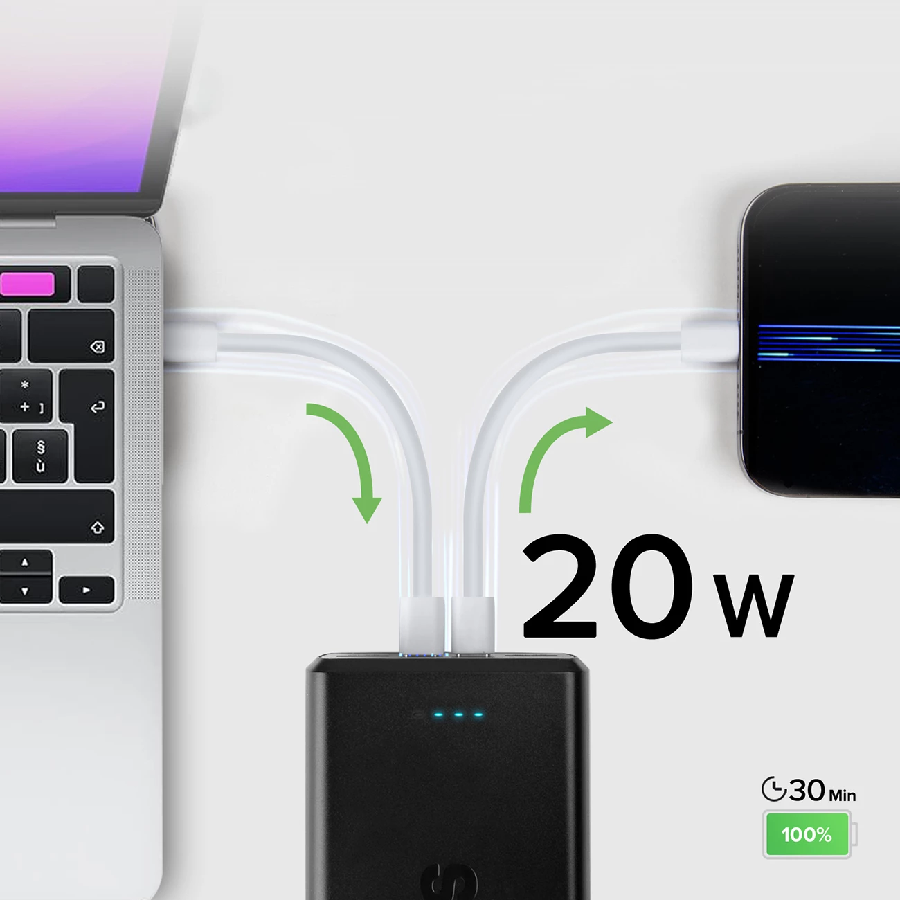 Powerbank SBS TTBB30000PD20K, 30000 mAh, 2x USB-C, 2x USB-A, e zezë