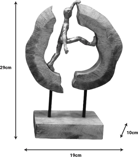 Dekor tavoline Caren Inart dru mango-alumin 19x10x29cm