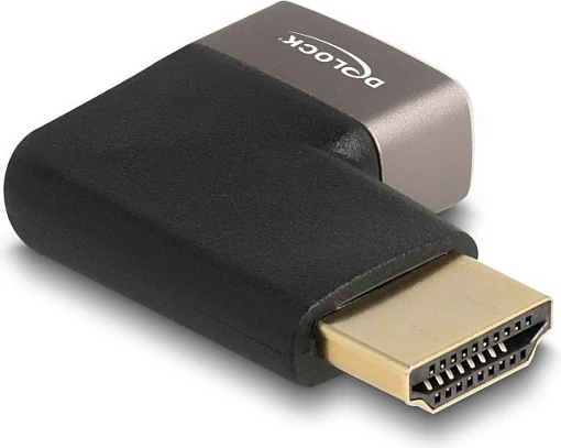 Adapter HDMI DeLOCK 90° male-në-female, 8K 60Hz, metal, zi/gri