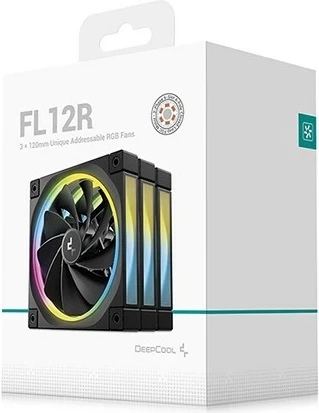 Set ventilatorë për kasë kompjuteri DeepCool FL12R-3 IN 1, 12 cm, 3 copë, zi