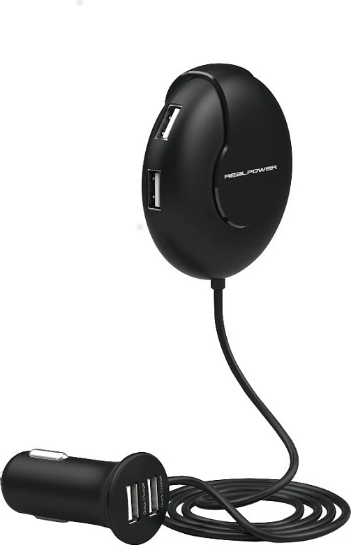 Karikues veture RealPower Hub 6, 6xUSB 2.0, 2400mA, 47W, kabllo 1.5m, i zi