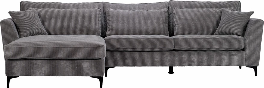 Kënd divani FOREVER, kënd majtas, kadife gri, 316x185x92