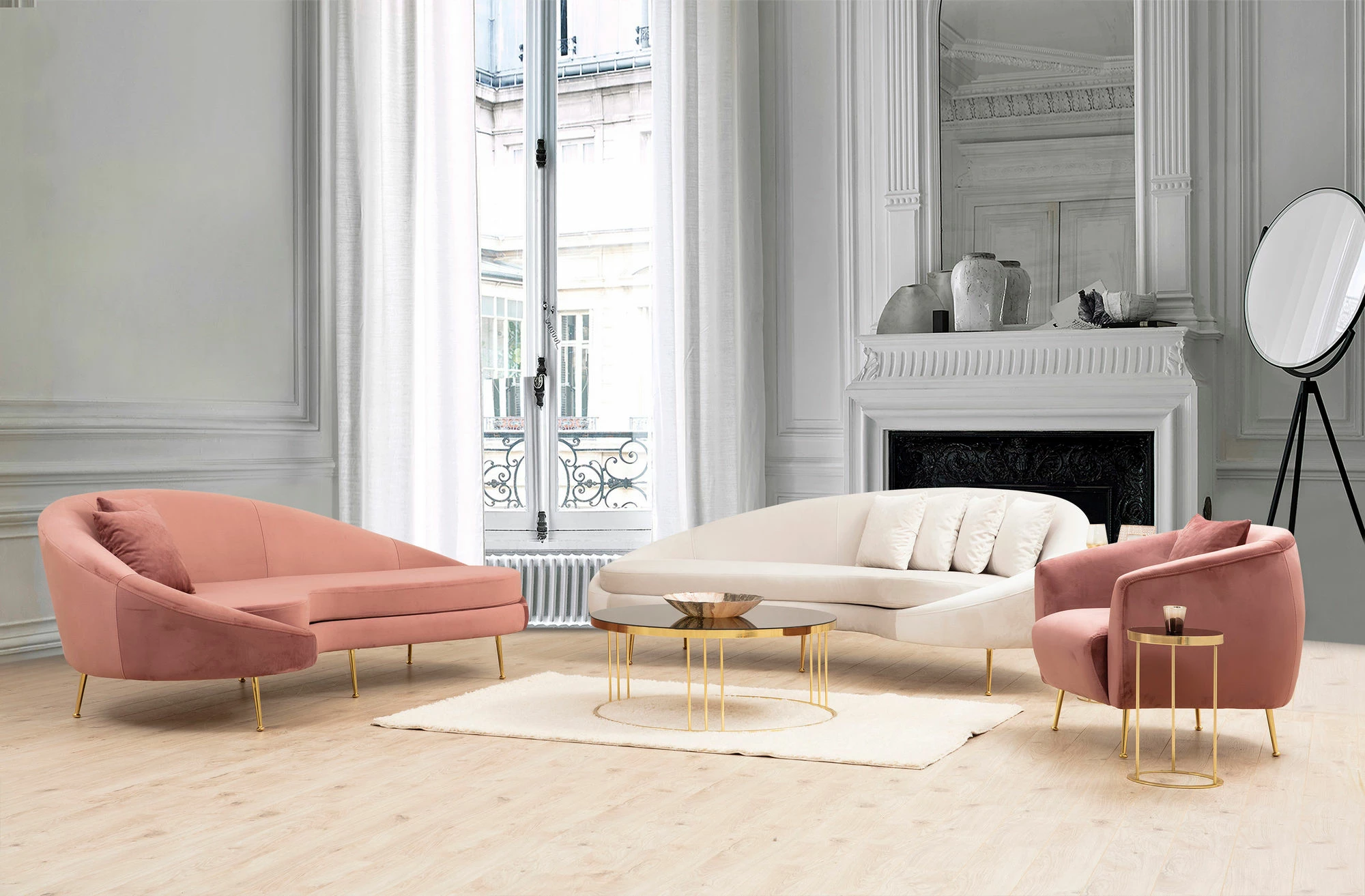 Divan treshe Atelier del Sofa, Eses Right, bezhë
