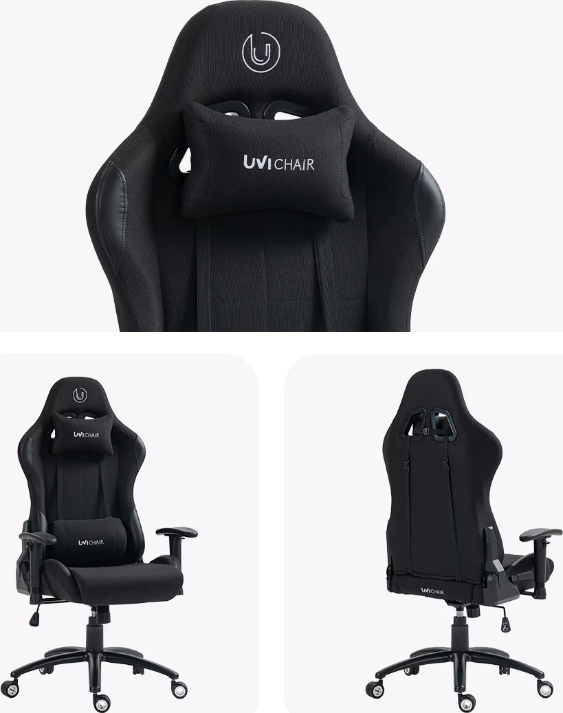 Karrige gaming/zyre UVI Back in Black UVI5000, rrjetë, shpinore 180°, deri 185 kg, e zezë