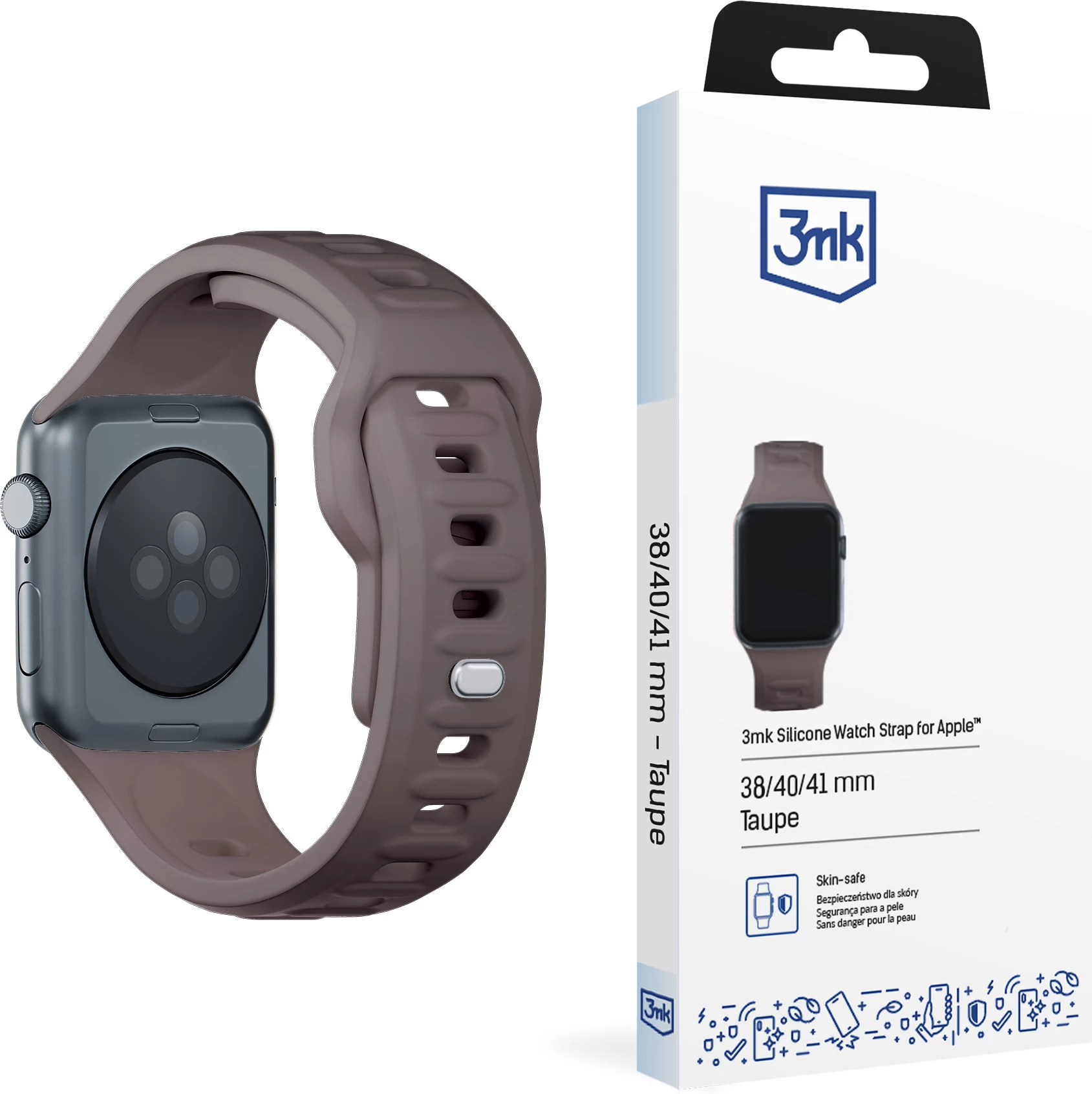 Rrip silikoni për Apple Watch 42/44/45/49 mm 3mk, kafe