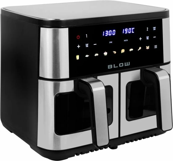 fryer me ajër të nxehtë BLOW 2500W 9L, dy dhoma, e zezë/inoks