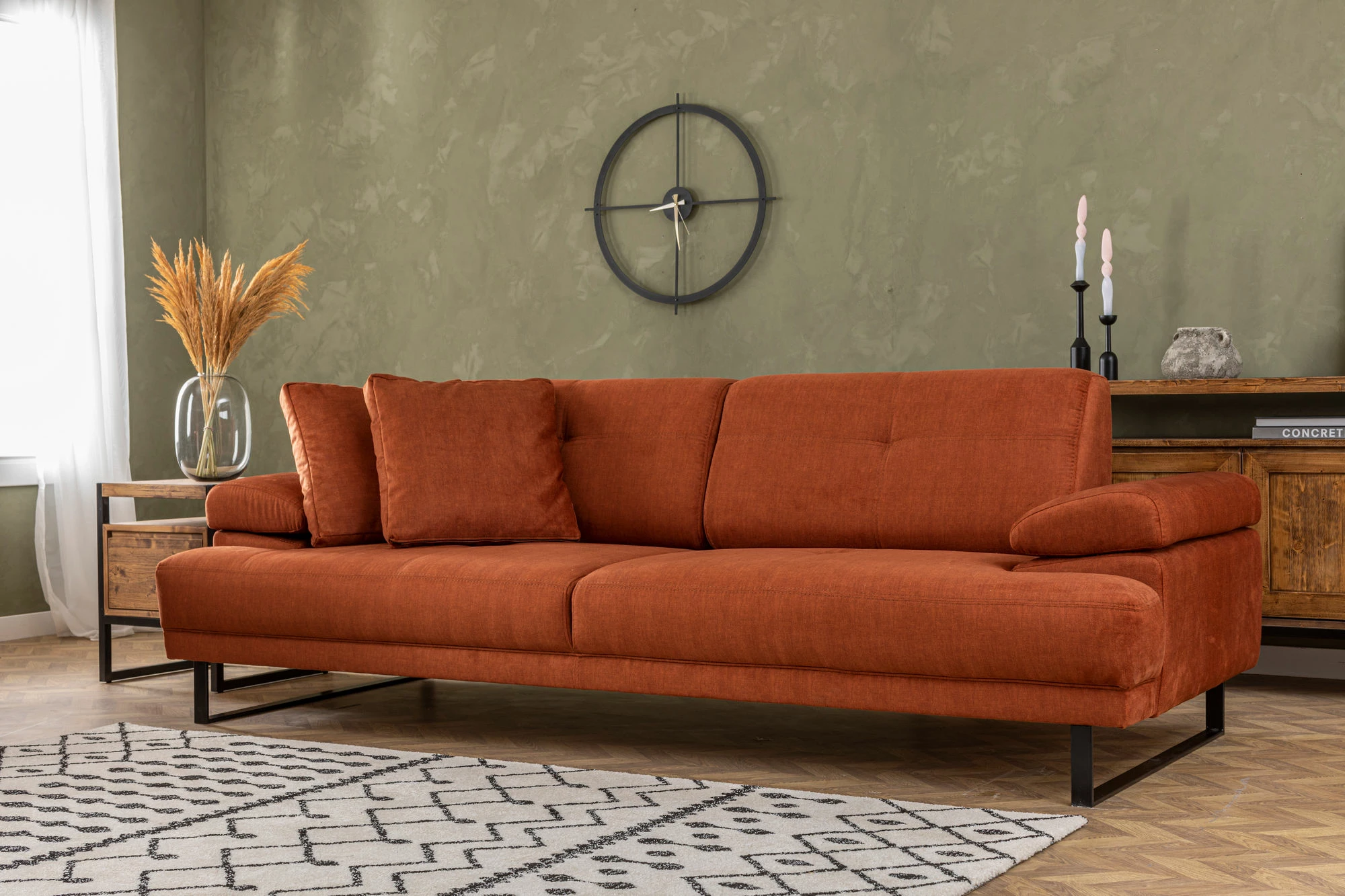 Divan-krevat 3 vendësh, ngjyrë portokalli, Atelier del Sofa, Mustang