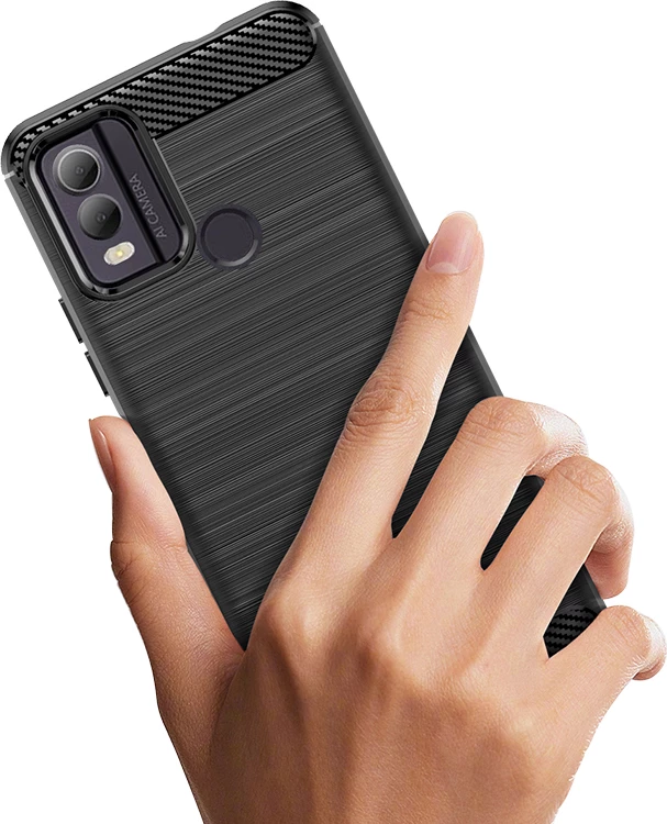 Mbështjellës silikoni Hurtel Carbon Case për Nokia C22, i zi