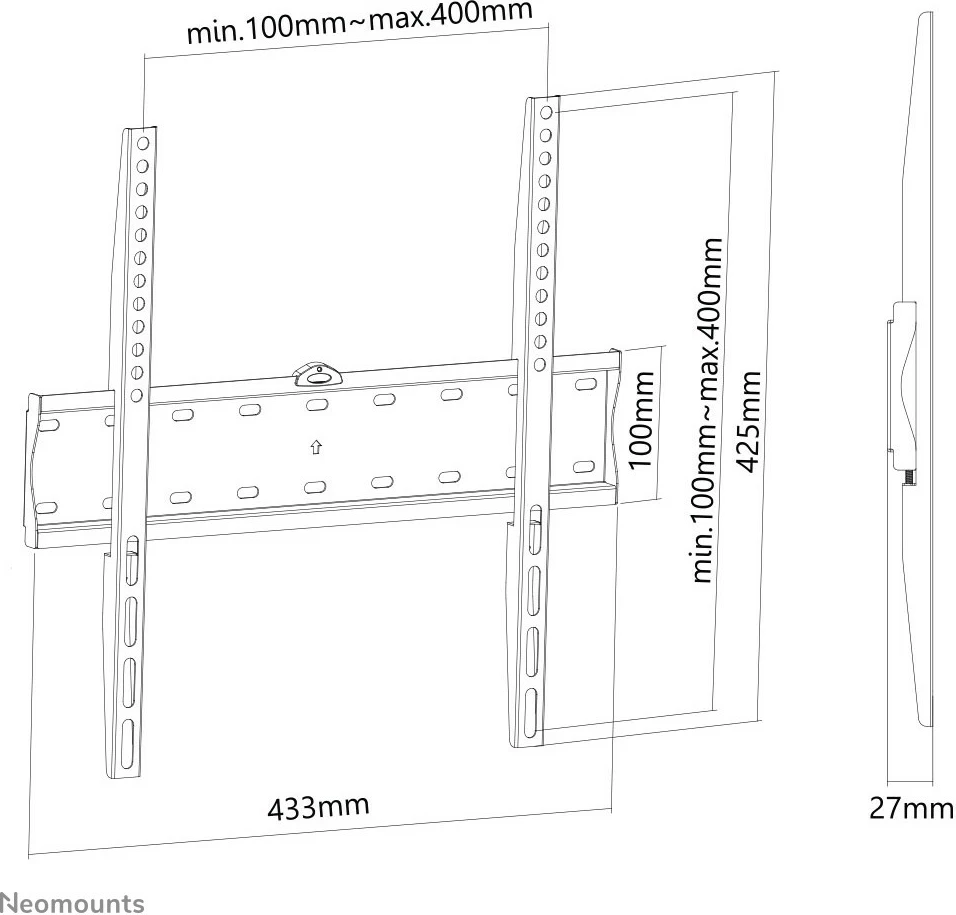 Mbajtëse muri TV Neomounts FPMA-W300BLACK, fiks, 32-55 inç, çelik, e zezë