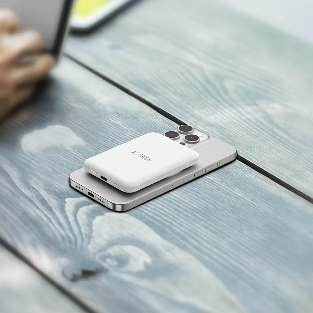 Powerbank Tech-Protect LifeMag PB10, 5000mAh, MagSafe, USB-C, Bardhë