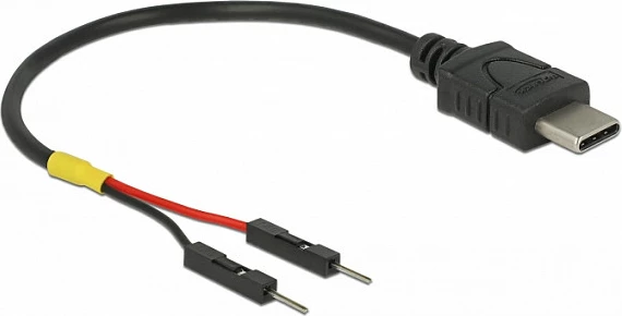 Kabllo energjie USB-C DeLOCK 85418, 0.1 m, 2-pin header, e zezë