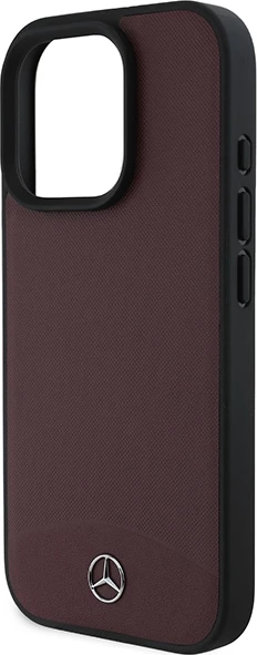Mbështjellës Mercedes për iPhone 16 Pro Max, lëkurë teksturë & plain, MagSafe, kuq