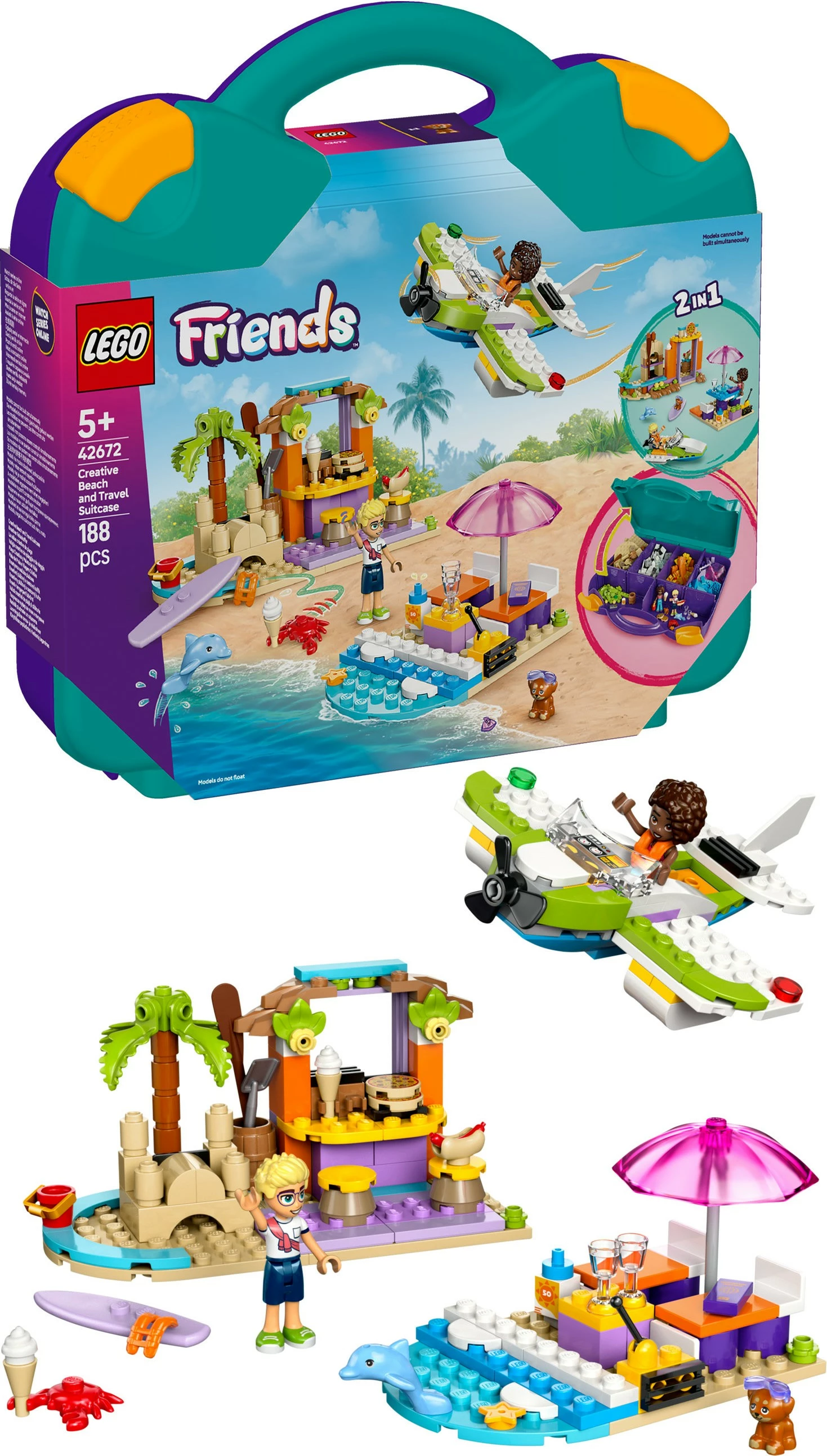 Set ndërtimi LEGO Friends 42672, valixhe kreative, 188 pjesë, shumëngjyrëshe