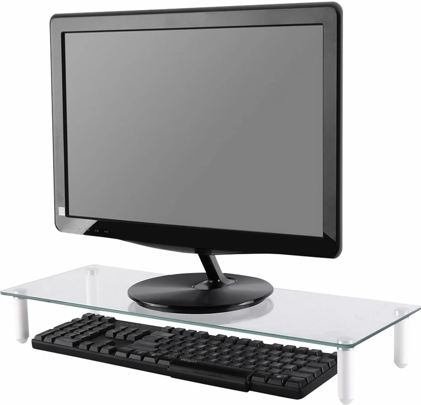 Mbajtëse monitori Neomounts NSMONITOR10, akrilik, 56x21x8 cm, transparent