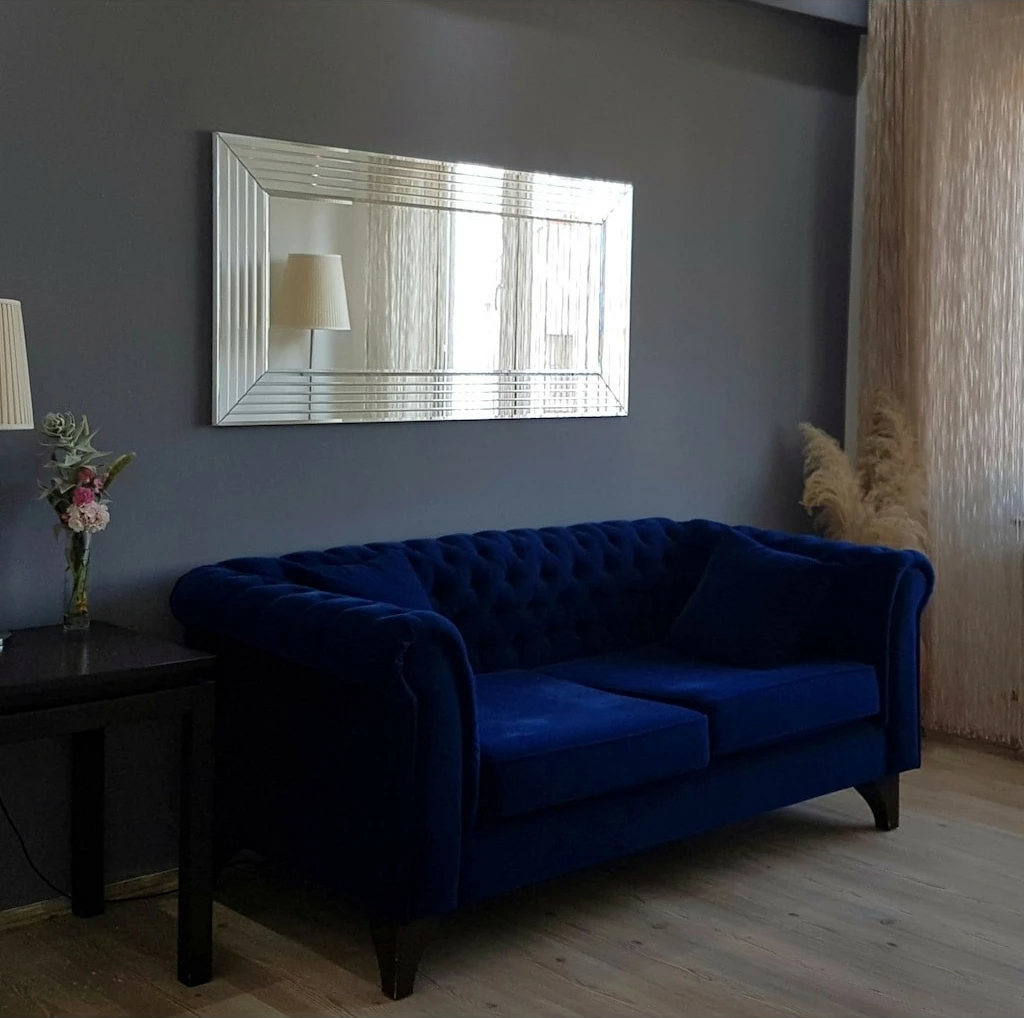 Pasqyrë moderne Hanah Home, A305Y, ngjyrë argjendi, 130x65cm