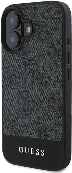 Mbështjellës Guess 4G Bottom Stripe për iPhone 16, Gri