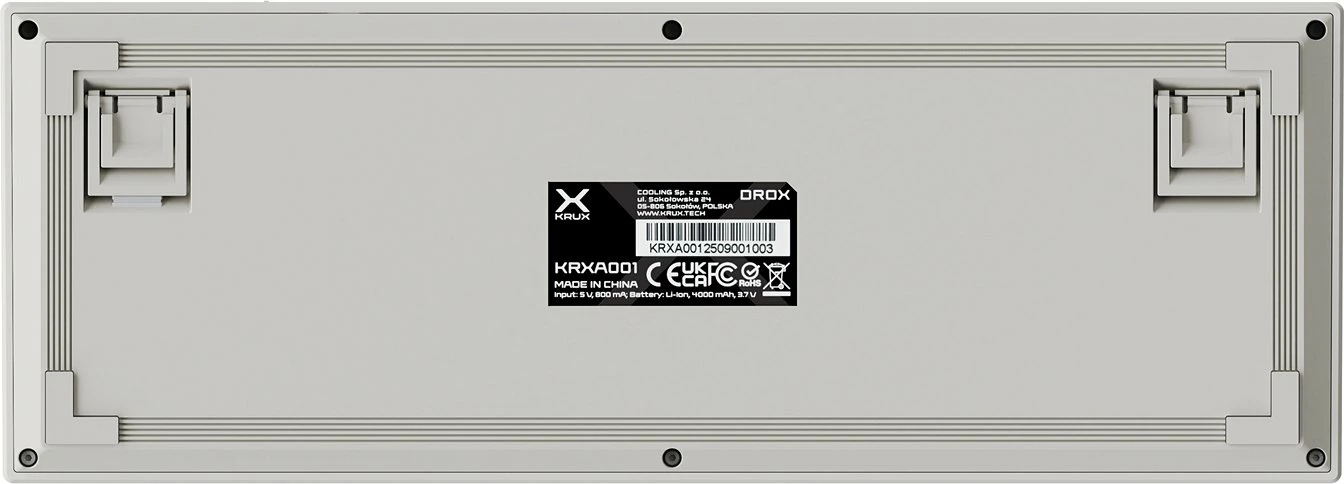Tastierë mekanike gaming Krux Drox KRXA001 65% US ANSI, ARGB, hot-swap, USB-C/Bluetooth/2.4GHz, Krux Violet (purple), me ekran 2.3", e bardhë/gri