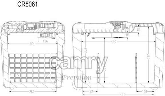 kuti ftohëse elektrike portative CAMRY CR8061 40 L ftohje/ngrohje 12V/230V me rrota, gri