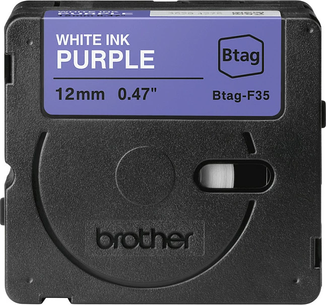 Kasetë shirit etikete Brother Btag-F35, 12mm, 4m, e bardhë mbi vjollcë