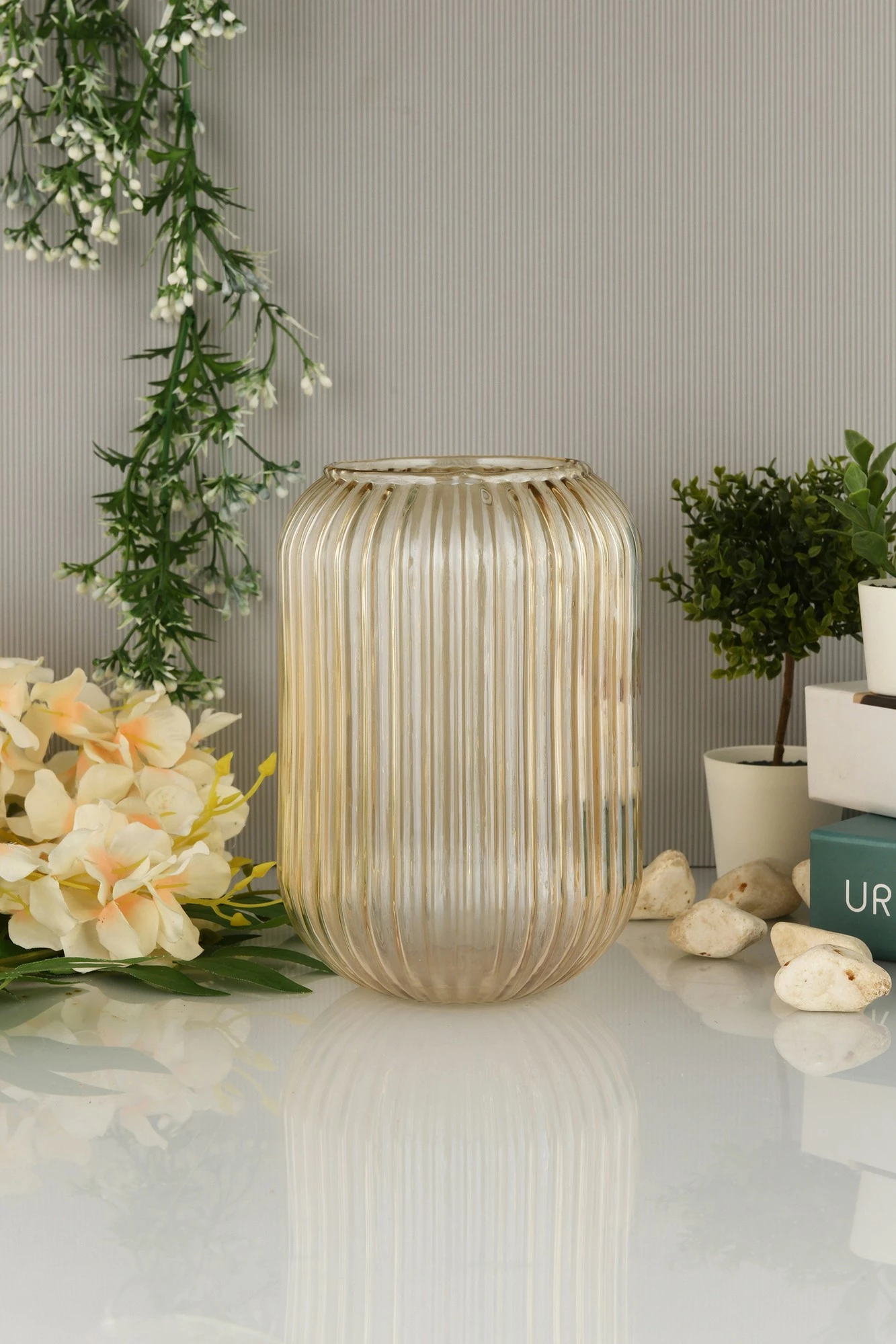 Vazo dekorative prej qelqi, ngjyrë ari, Aberto Design Line D20B