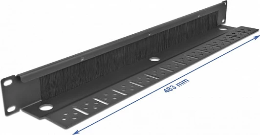 Panel menaxhimi kabllosh DeLOCK 19" 1U me furçë, metal/nylon, i zi