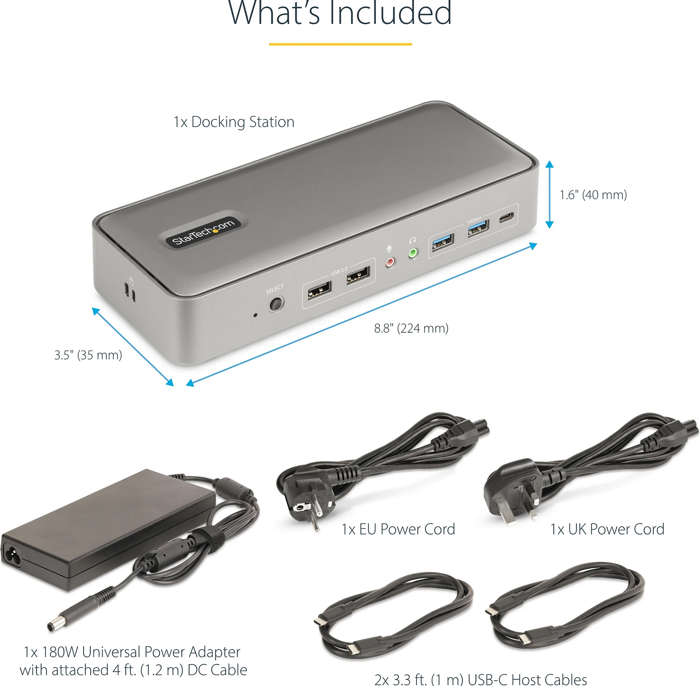 Docking Station KVM USB-C StarTech, Dual Monitor DisplayPort 4K 60Hz, PD 90W/45W, GbE, 5-Port USB Hub, argjend