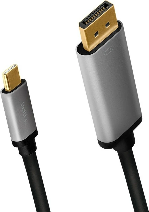 Kabllo USB-C në DisplayPort LogiLink CUA0100, 1.8m, 4K 60Hz, Zezë/Gri