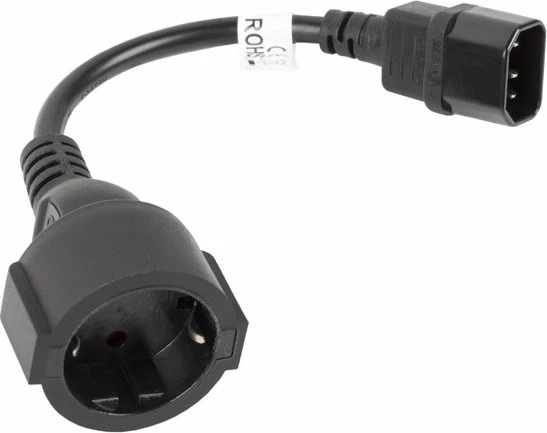 Kabllo rryme Lanberg CA-C14E-10CC-0018-BK, IEC 320 C14 në Schuko femër, 20 cm, e zezë
